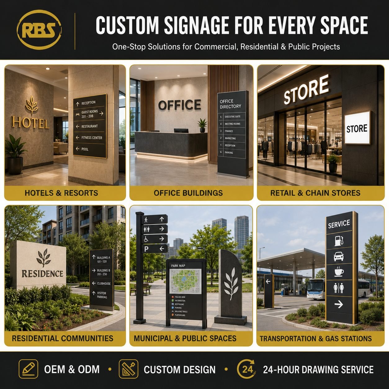 commercial signage applications for hotels offices retail and public projects